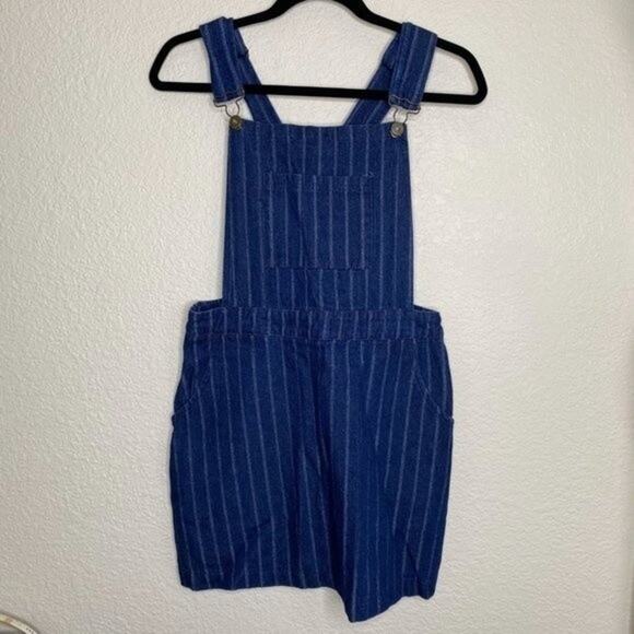 Umgee Railroad Stripe Denim Overall Dress Small - Picture 8 of 8